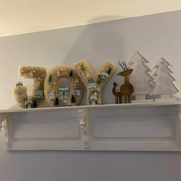 Anthropologie Festive Sisal Light-Up Diorama Christmas JOY
